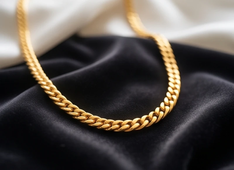 Cận cảnh sợi dây chuyền vàng 24k nguyên chất với độ sáng bóng hoàn hảo