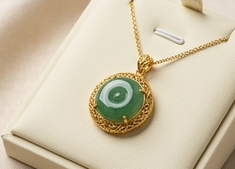 Sự kết hợp hoàn hảo giữa dây chuyền vàng 18k và mặt đá bọc vàng tôn lên sự sang trọng