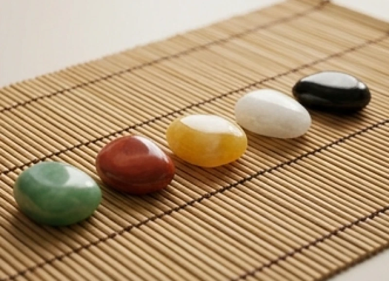 Năm viên đá mang màu sắc của Ngũ hành được dùng để minh họa việc đếm hành khuyết
