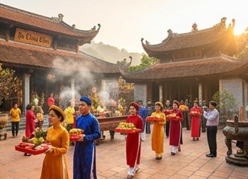 Không gian linh thiêng tại đền Bà Chúa Kho Bắc Ninh trong mùa hành hương dâng lễ đầu xuân
