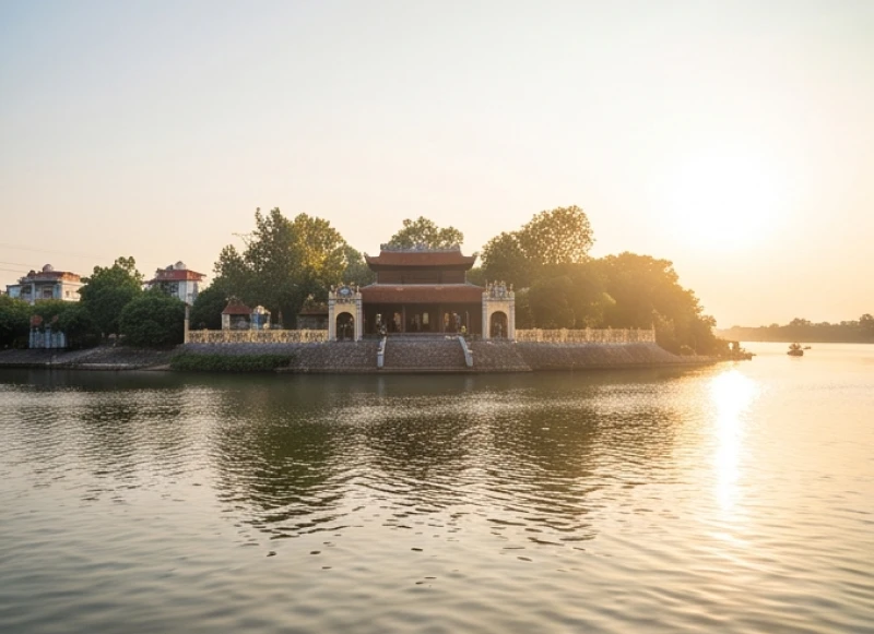 Đền Cô Bơ tọa lạc tại ngã ba sông Bông, nơi người dân về dâng hương và đọc văn khấn ngày tiệc Cô Bơ