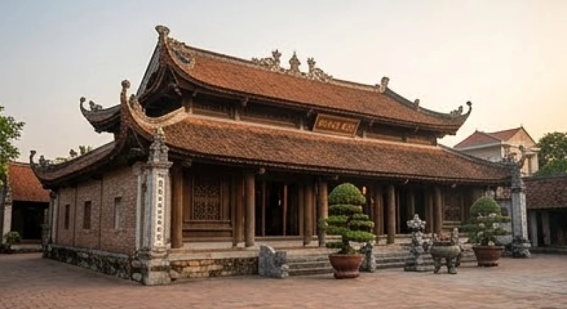 Văn khấn Vua Cha Bát Hải: Bản đầy đủ, rút gọn và quy trình hành lễ 1 Kiến trúc cổ kính tại đền Đồng Bằng ở Thái Bình, nơi thờ chính của Vua Cha Bát Hải Động Đình