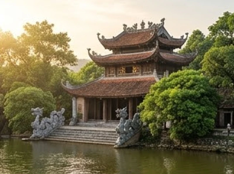 Không gian tâm linh đền Đông Cuông bên bờ sông Hồng thiêng liêng