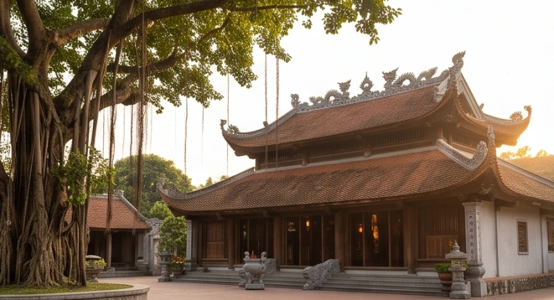 Không gian linh thiêng bên ngoài đền thờ Bà Chúa Năm Phương tại Hải Phòng