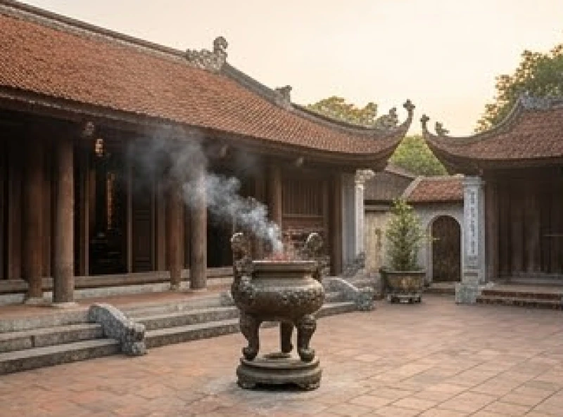Không gian linh thiêng tại đền thờ Lạc Long Quân với khói nhang trầm mặc