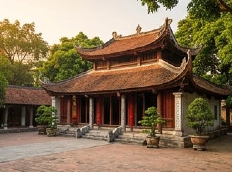 Toàn cảnh đền thờ chính của Quan Hoàng Mười tại Nghệ An với lối kiến trúc cổ kính