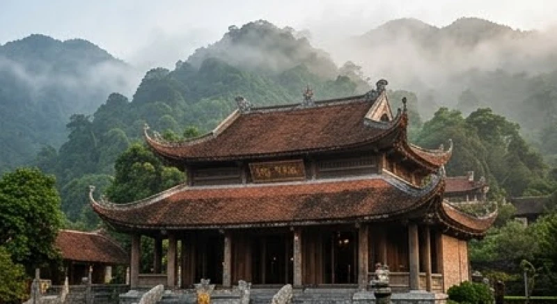 Văn khấn xin lộc Quốc Mẫu Tây Thiên: Sắm lễ & Bài khấn làm ăn 1 Toàn cảnh đền thờ Quốc Mẫu Tây Thiên linh thiêng trên đỉnh núi Tam Đảo