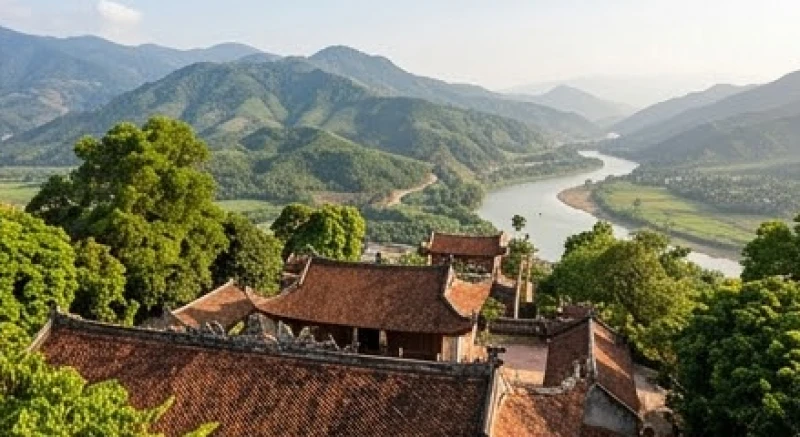 Văn khấn Đức Thánh Trần tại Đền Thượng Lào Cai: bài khấn & dâng lễ 2 Vị trí đắc địa của Đền Thượng trên đồi Hỏa Hiệu nhìn ra vùng biên giới Lào Cai oai hùng