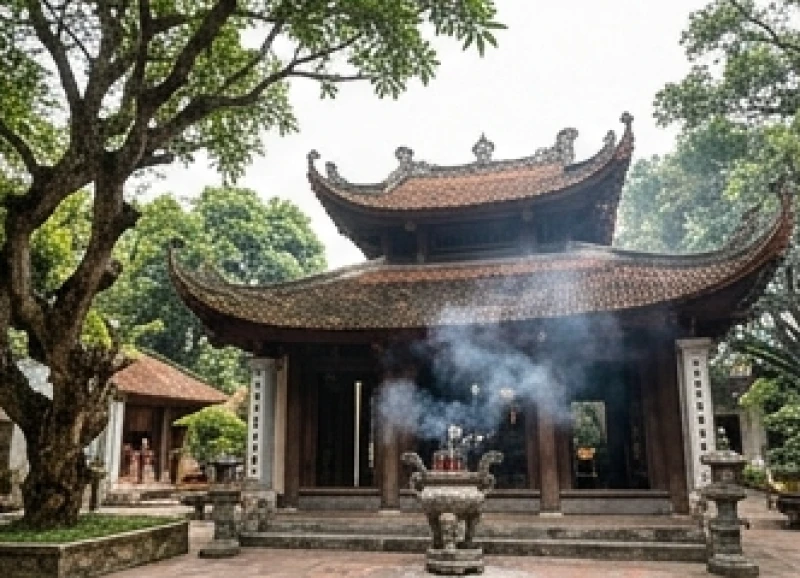 Không gian thanh tịnh và uy nghiêm tại đền Tranh Ninh Giang trong ngày tiệc quan lớn