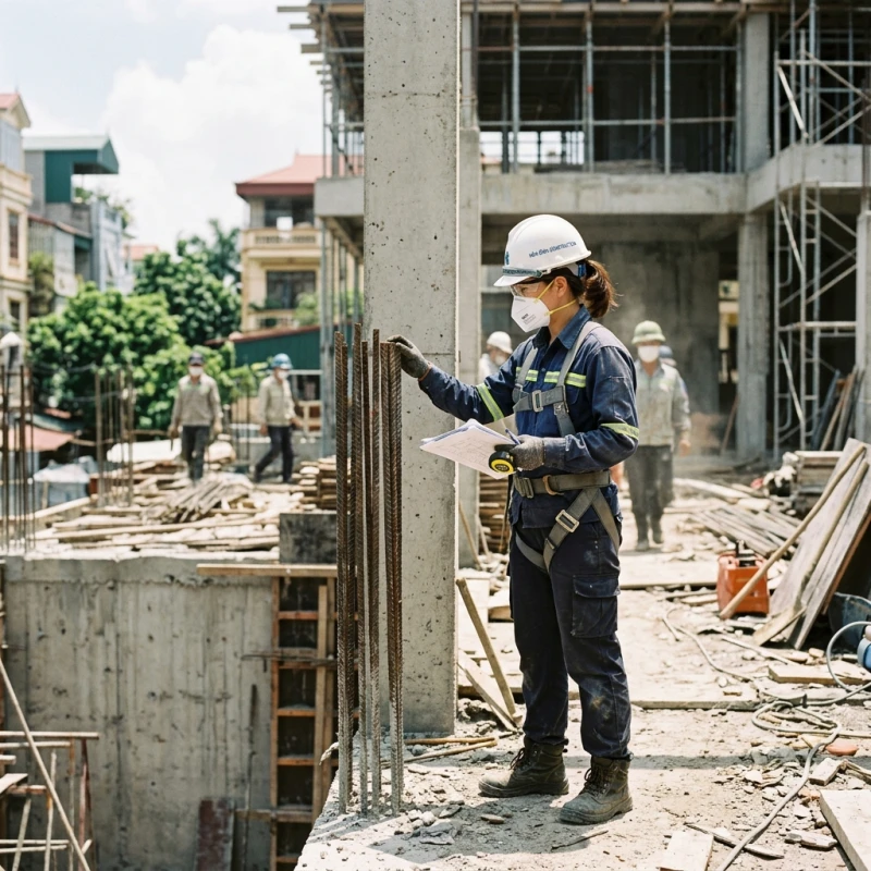 Sức khỏe tuổi Dần năm 2027: Dự báo bệnh lý theo từng can chi 10 Kỹ sư xây dựng đeo khẩu trang bảo hộ cẩn thận khi giám sát tiến độ thi công tại công trường nhiều bụi