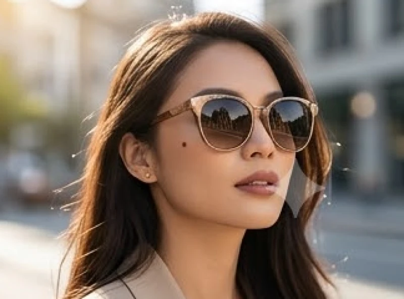 Người phụ nữ đeo kính râm bản to để che chắn bảo vệ vùng da mắt sau khi can thiệp thẩm mỹ