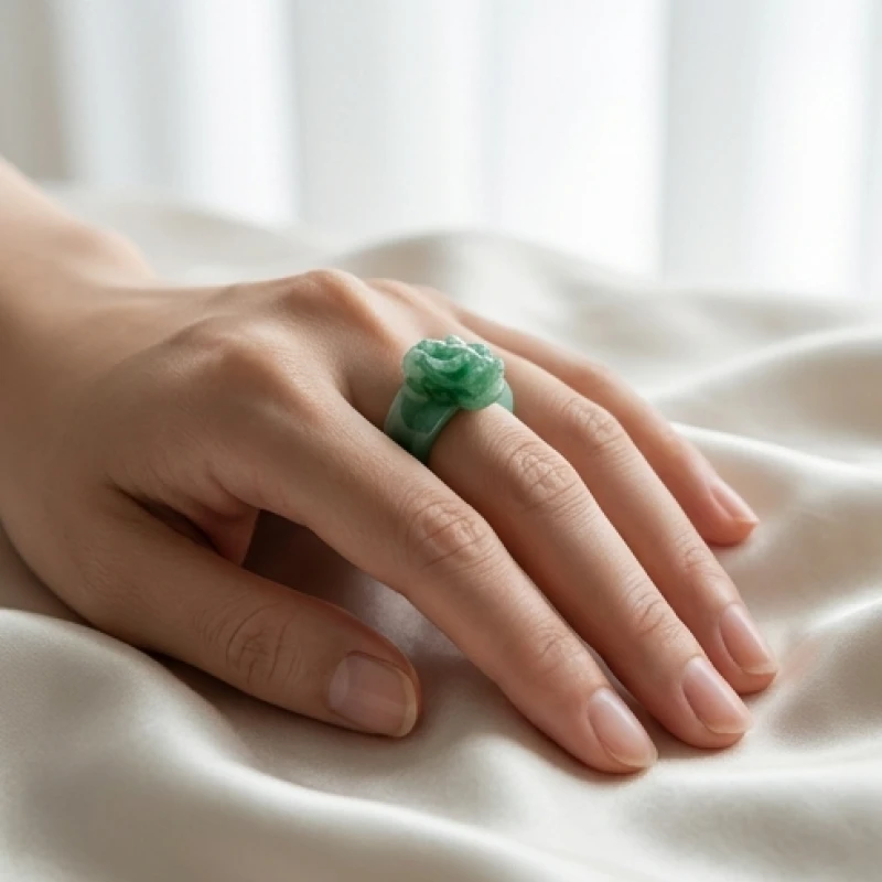 Tỳ Hưu phong thủy tuổi Sửu: Chuẩn màu nạp âm và giá tham khảo 14 Bàn tay đeo nhẫn tỳ hưu phong thủy với phần mõm linh vật hướng về phía móng tay
