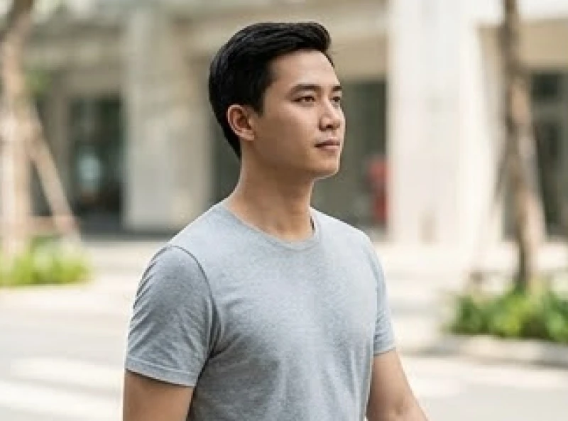 Người đi bộ duy trì tư thế ngẩng cao đầu và ánh mắt hướng về phía trước một cách thong thả