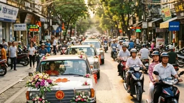 Góc nhìn phong thủy giải mã việc đi đường gặp đám cưới là điềm gì qua hình ảnh đoàn rước dâu truyền thống Việt Nam