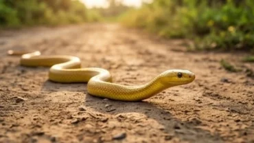 Con rắn màu vàng óng ánh trườn qua đường đi, gắn liền với hiện tượng đi đường gặp rắn vàng là điềm gì trong phong thủy