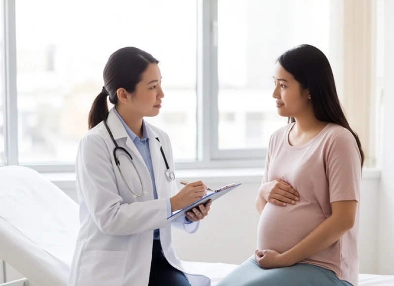 Mơ thấy bị sảy thai có máu: Ý nghĩa sắc máu và bộ số may mắn 8 Bác sĩ đang ân cần tư vấn và kiểm tra sức khỏe thai kỳ cho mẹ bầu