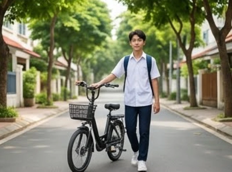 Tử vi tuổi Tân Mão 2011 năm 2027: Vận trình học tập & cách cúng 8 Học sinh dắt xe đạp điện gọn gàng trên con đường rợp bóng cây xanh