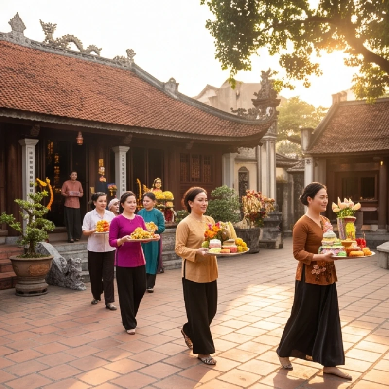 Khung cảnh tấp nập người dân đi lễ tạ đền phủ vào ngày rằm và các dịp tiệc Mẫu