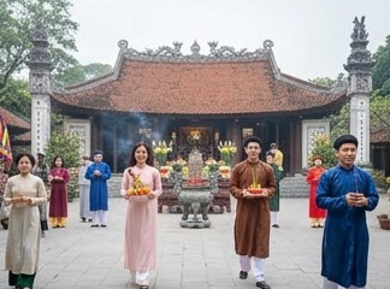 Văn khấn lễ hội Đền Quán Thánh: Bài cúng mùng 3/3 và sắm lễ chuẩn 3 Khung cảnh người dân thành tâm đi lễ hội đền Quán Thánh trong buổi sáng mùa xuân