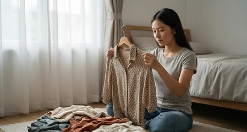 Mơ thấy bán quần áo: Điềm báo tài chính & bộ số may mắn 1 Cô gái mang trang phục cũ kỹ đi thanh lý trong không gian tĩnh lặng phản ánh điềm báo giấc mơ buôn bán quần áo