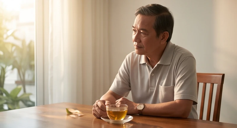 Người cha Việt Nam suy tư bên tách trà ấm vào buổi sáng sớm, phân tích điềm báo khi mơ thấy con gái mình có bầu