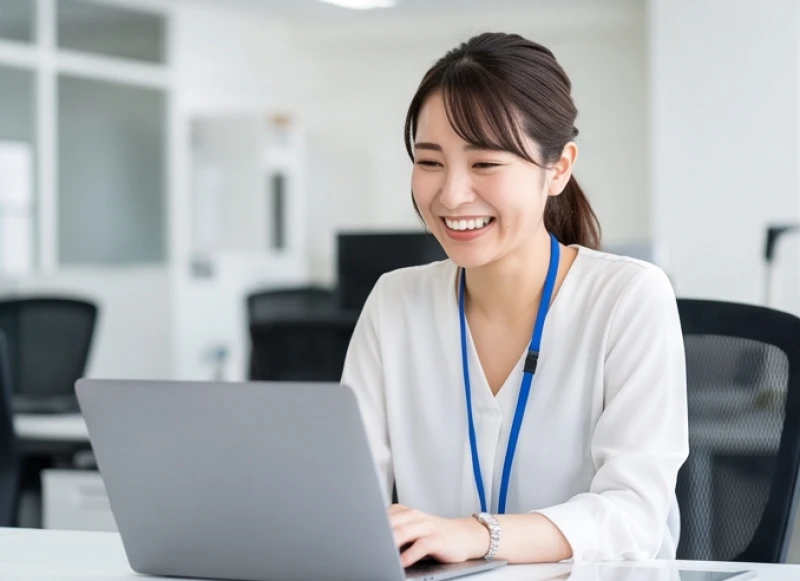 Má trái giật là điềm gì? Ý nghĩa tâm linh nam nữ và y khoa 4 Nữ giới nhân viên văn phòng mỉm cười đón nhận tin vui trong công việc sau khi có điềm báo tốt từ má trái.