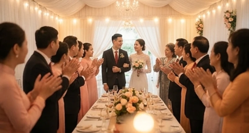 Buổi lễ thành hôn diễn ra trọn vẹn với sự chung vui của đông đảo khách mời mang theo thông điệp tích cực