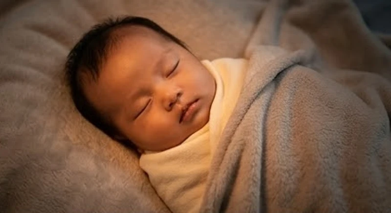 Một em bé sơ sinh đang ngủ bình yên được bao bọc bởi ánh sáng ấm áp, đại diện cho bản ngã và những dự án tiềm năng