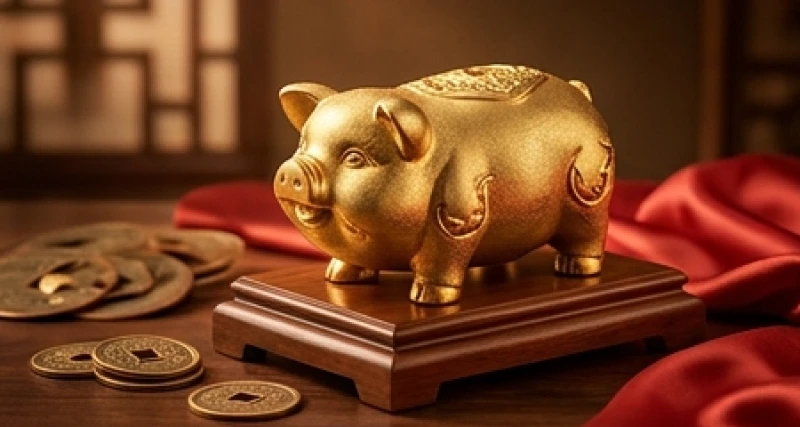 Tượng lợn phong thủy mạ vàng mang ý nghĩa sung túc và sự no ấm cho không gian sống
