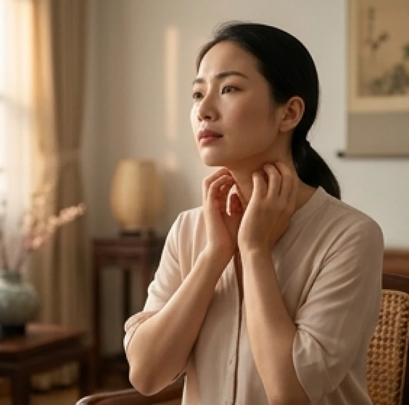Ngứa và nhức trên cơ thể là điềm gì: Giải mã tâm linh và y khoa 1 Người phụ nữ xoa trán suy nghĩ về điềm báo tâm linh khi bị ngứa ngáy