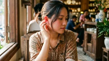 Người phụ nữ Việt Nam đang tìm hiểu ý nghĩa điềm báo nóng tai qua các khung giờ âm lịch để giải mã điềm cát hung