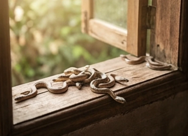 Mơ thấy đẻ ra rắn là điềm gì: Phân tích tâm lý và sổ mơ 4 Gia đình rắn nhỏ quấn quýt bên nhau dưới ánh nắng sớm chiếu qua bậu cửa sổ bằng gỗ mộc mạc