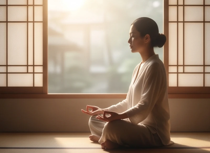 Mơ thấy cái hòm: Giải mã điềm báo, bảng tra số và cách hóa giải 2 Một người đang ngồi thư giãn thiền định trong không gian tĩnh lặng để phục hồi năng lượng