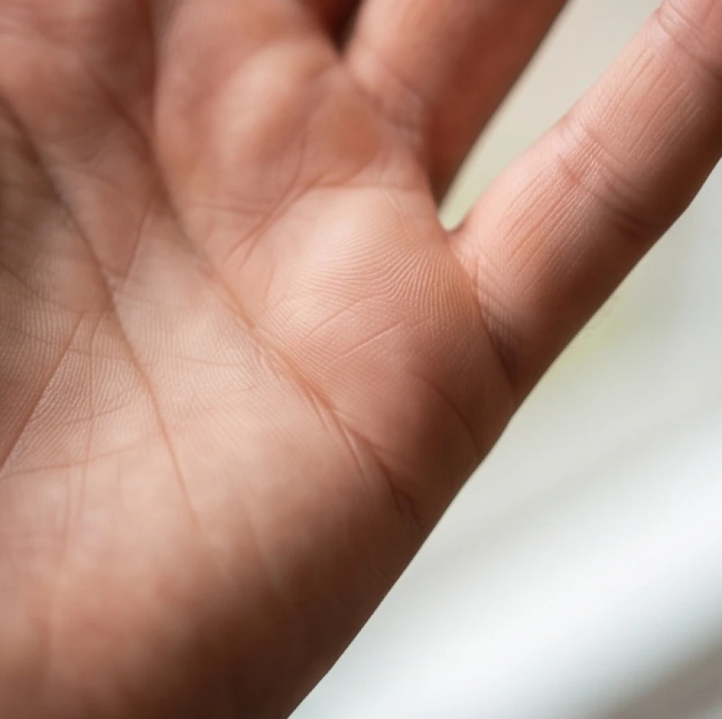 Góc nhìn nghiêng mép bàn tay cho thấy điểm khởi đầu của đường chỉ tay tình duyên dưới ngón út