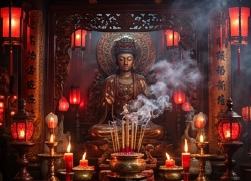 Không gian điện thờ Kim Hoa Thánh Mụ trang nghiêm tại Chùa Ngọc Hoàng