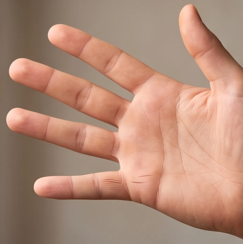 Xòe căng bàn tay và khép sát các ngón để quan sát rõ vùng da mép ngoài dưới gốc ngón út khi xem tướng