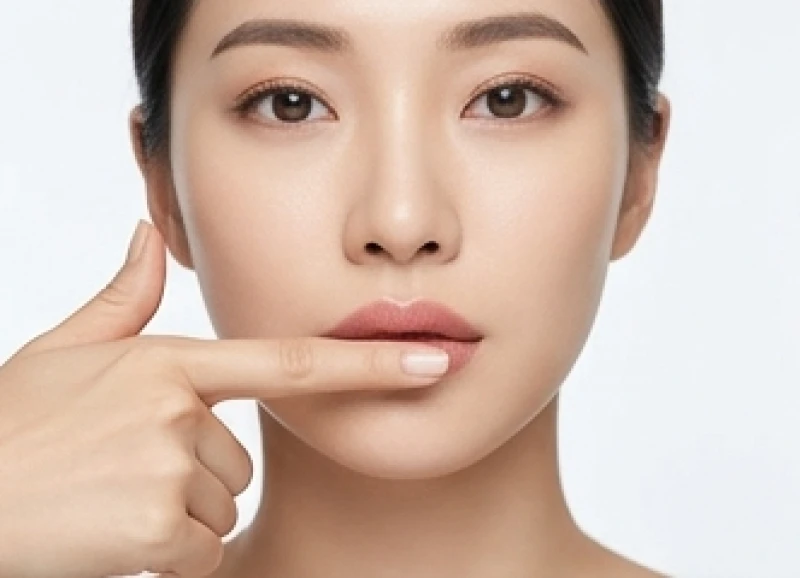Tướng môi dưới dày hơn môi trên: Luận vận mệnh nam nữ 1 Thao tác đo độ dày bờ môi bằng ngón tay trỏ để xác định tỷ lệ khuôn miệng trong nhân tướng học.