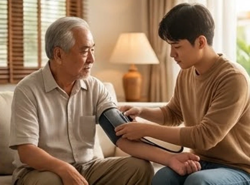 Tử vi tuổi Tân Mão 1951 năm 2026: Đính chính sao hạn & bài cúng 6 Người đàn ông cao tuổi được con cháu đo huyết áp theo dõi sức khỏe tại nhà