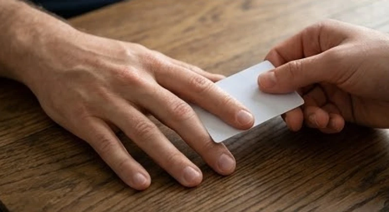 Dùng một chiếc thẻ ngân hàng ướm nhẹ vào khe hở giữa các ngón tay đang thả lỏng trên mặt phẳng