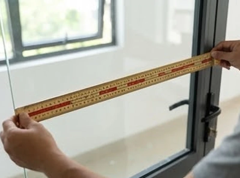 Sử dụng thước Lỗ Ban 52.2cm để đo khoảng lọt lòng thông thủy khi cắt tấm kính mới nhằm thu hút lại năng lượng tốt