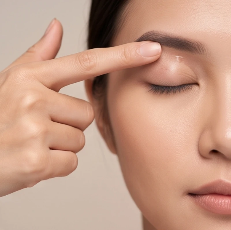 Cung điền trạch trên khuôn mặt: Vị trí chuẩn và cách hóa giải 3 Dùng chiều ngang của đốt ngón tay trỏ ướm vào vùng mi mắt trên để đo kích thước không gian điền trạch