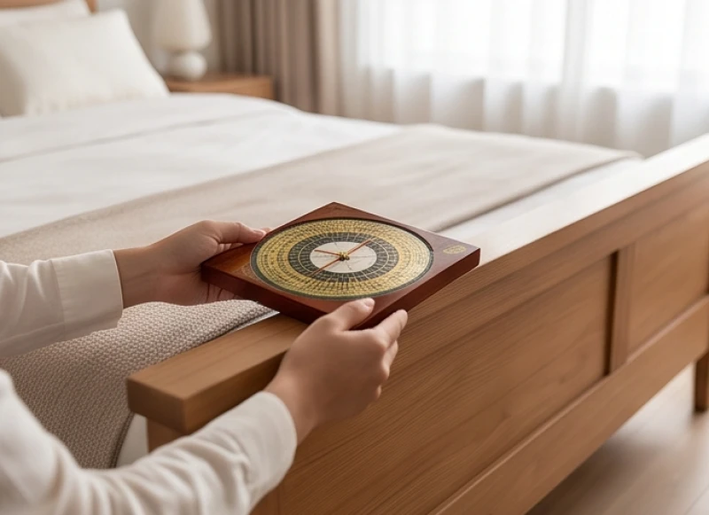 Hướng giường ngủ hợp tuổi Sửu: Chuẩn tọa độ và cách hóa giải 4 Sử dụng la bàn phong thủy đặt ngang mép giường để đo tọa độ phương hướng