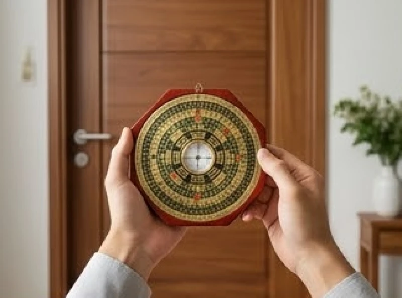 Hướng Cửa Chính Hợp Tuổi Mão: Đo La Bàn & Kích Thước Lỗ Ban 1 Gia chủ cầm la bàn phong thủy đo đạc để tìm hướng cửa chính hợp tuổi mão