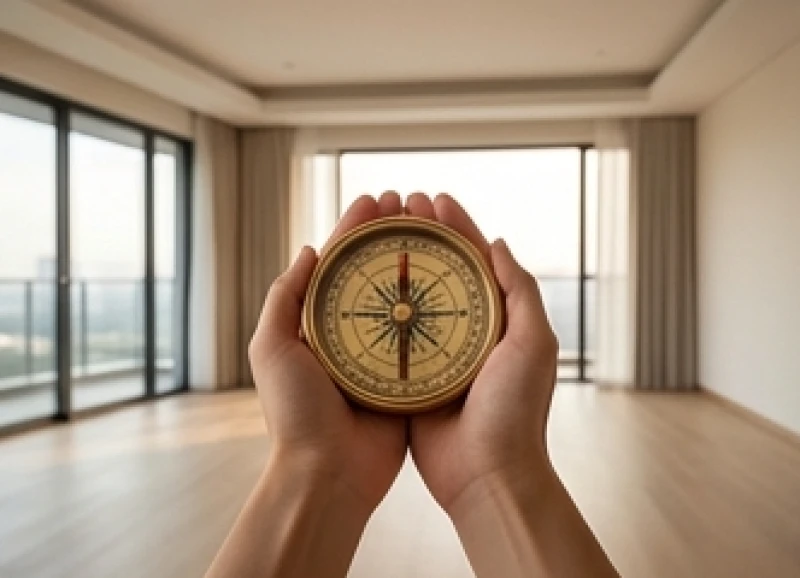 Mệnh Thổ hợp hướng nào: Bảng tra cung phi nam nữ và cách hóa giải 9 Người dùng cầm la bàn đặt ngang bụng tại trọng tâm căn phòng để xác định chính xác phương hướng mặt tiền