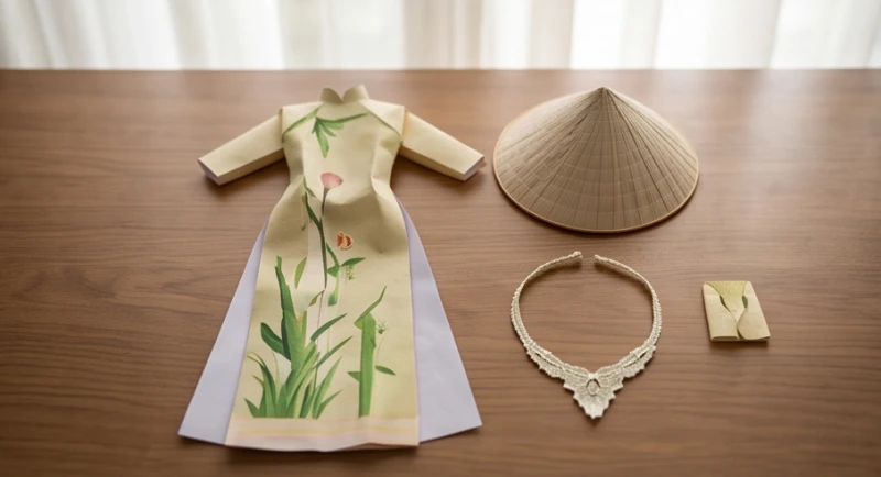 Các vật phẩm đồ mã dành riêng cho nữ giới như quần áo, trang sức và hài thêu được chuẩn bị chu đáo