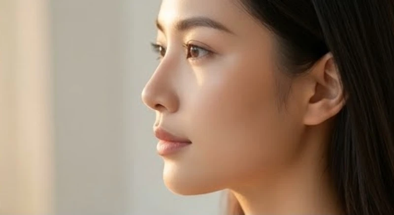 Góc nghiêng khuôn mặt đo tỷ lệ chuẩn từ chóp mũi đến đáy cằm để xác định độ lẹm