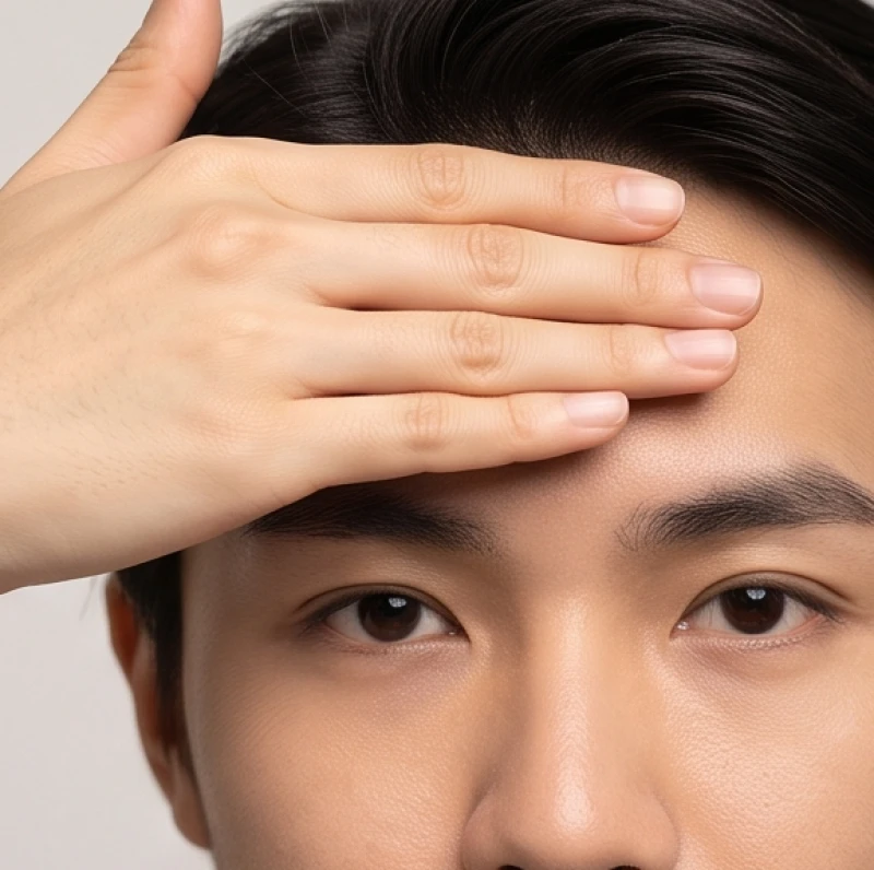 Bàn tay đặt nằm ngang để đo chiều cao vầng trán so với tổng thể khuôn mặt khi xem tướng trán