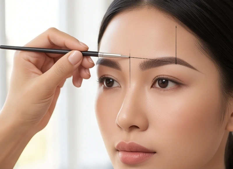 Xem tướng lông mày nam nữ: Cách tự đo tỷ lệ và luận vận mệnh 3 Thao tác dùng thước dây định vị ba điểm đầu, đỉnh và đuôi chân mày theo tỷ lệ vàng trên khuôn mặt