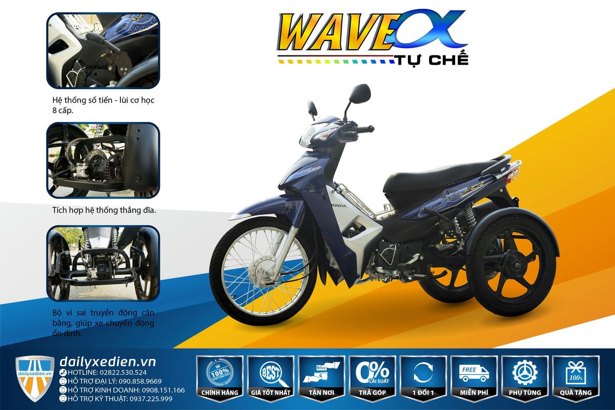 Wave - Xe 3 bánh tự chế Wave alpha 2017 có số lùi | Chợ Moto - Mua bán rao  vặt xe moto pkl xe côn tay moto phân khối lớn moto