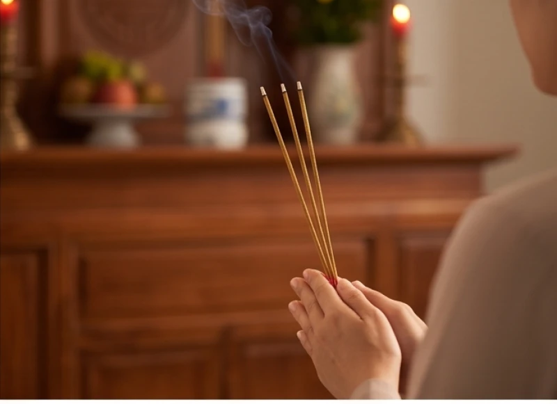Văn khấn cầu an tại nhà: Bài khấn chuẩn và nghi thức bài bản 2 Gia chủ chắp tay thành kính thầm đọc bài văn khấn cầu an cho gia đình trước ban thờ